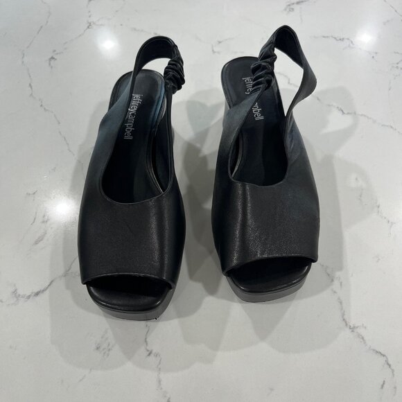 Jeffrey Campbell Extendo Platform Slingback Sandal In Black Leather SIZE 6.5 - Picture 3 of 11